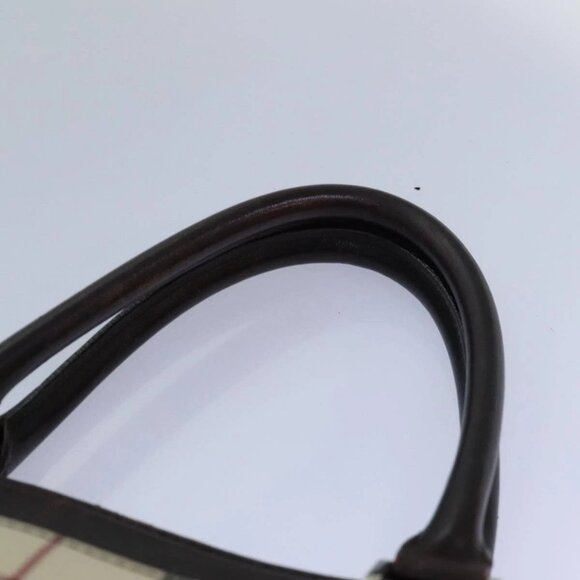 BURBERRY Nova Check Hand Bag Nylon Beige Silver Auth - Picture 7 of 16